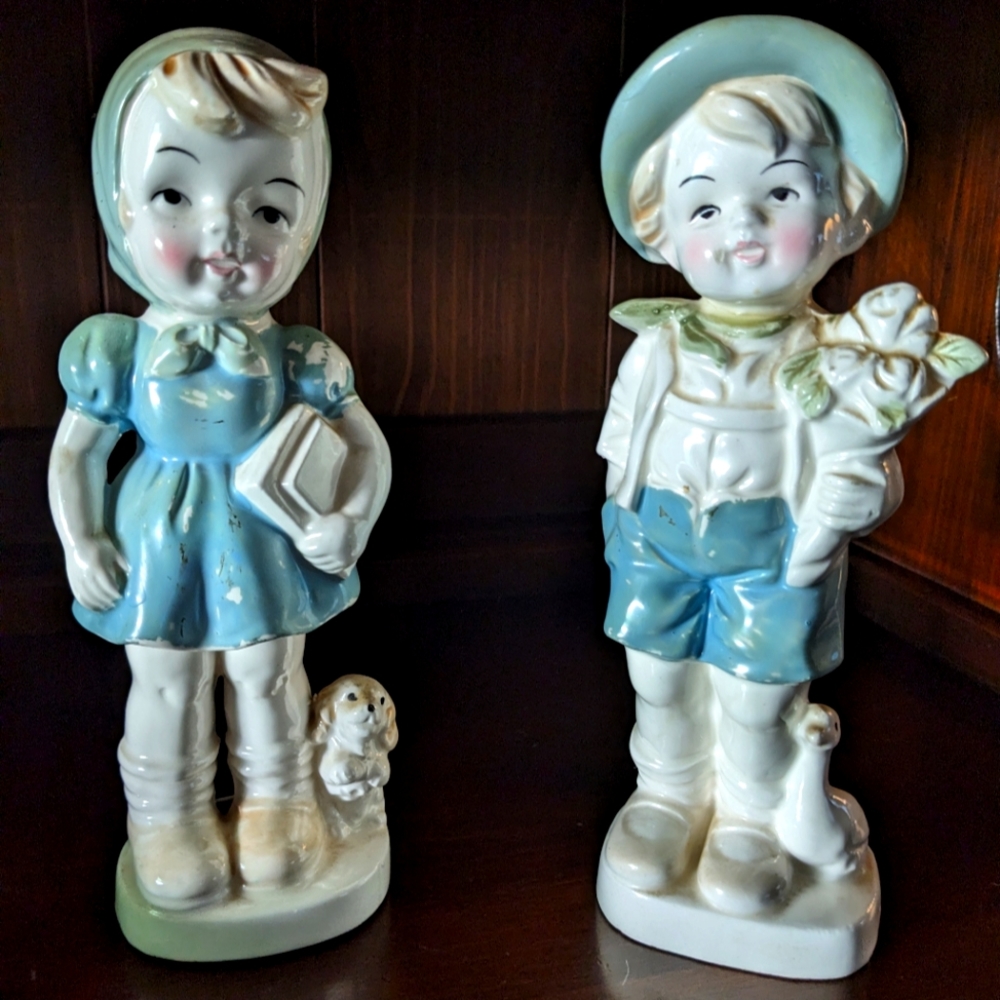 Brinn's Porcelain Girl and Boy Figurines